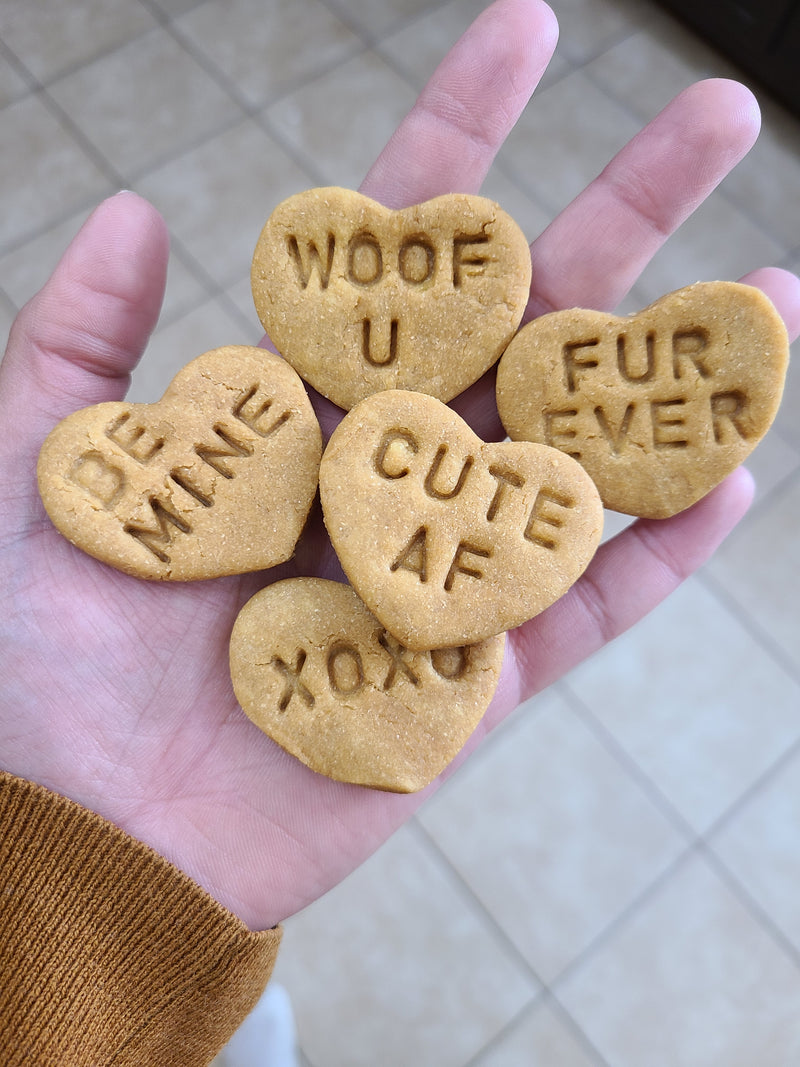 Conversation Hearts Peanut Butter Dog Treats - Grain Free - Valentine&