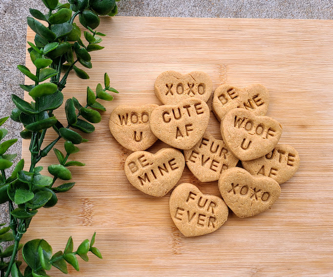 Conversation Hearts Peanut Butter Dog Treats - Grain Free - Valentine&